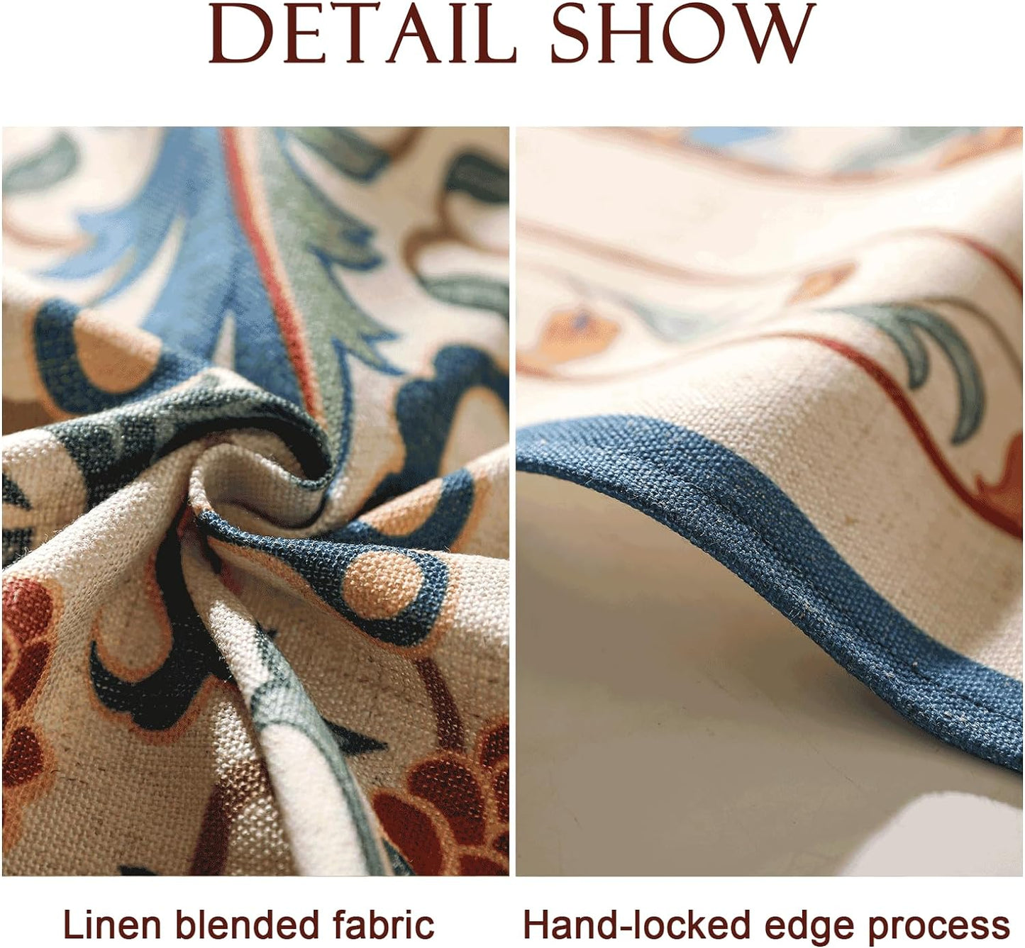 patdrea Designer Linen Round Table Cloth,Durable Breathable Floral Dacorative Tablecloth,Decor Tables Covers for Kitchen Dining Tea Party,Holiday,Christmas,Thanksgiving,Diameter 67"-Puno