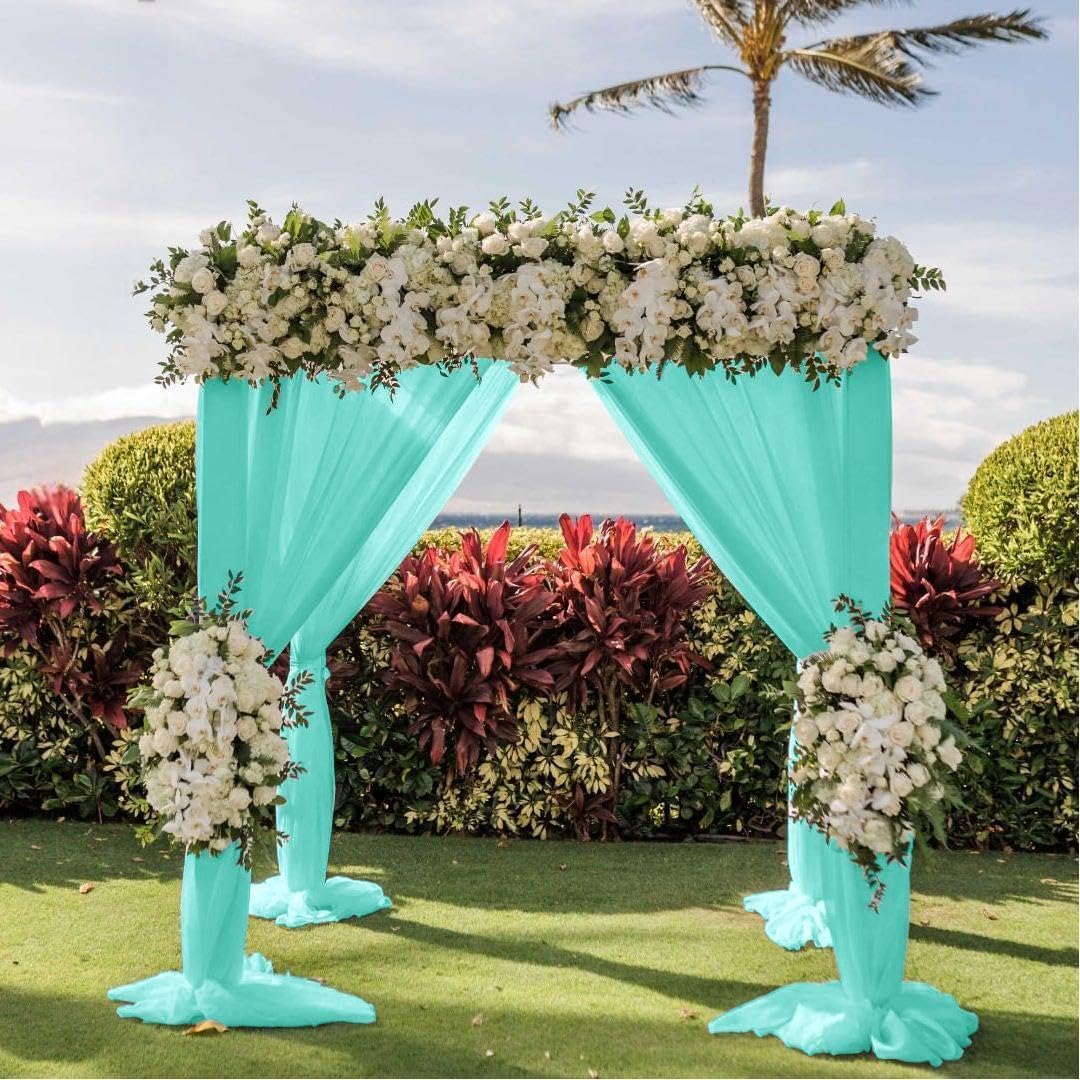 Wedding Arch Draping Fabric 1 Panel 30'' x 18FT Teal Sheer Chiffon Arch Drapery for Photo Booth Bridal Shower Baby Shower Church Decor Newborn Photography Christening Outdoor Party