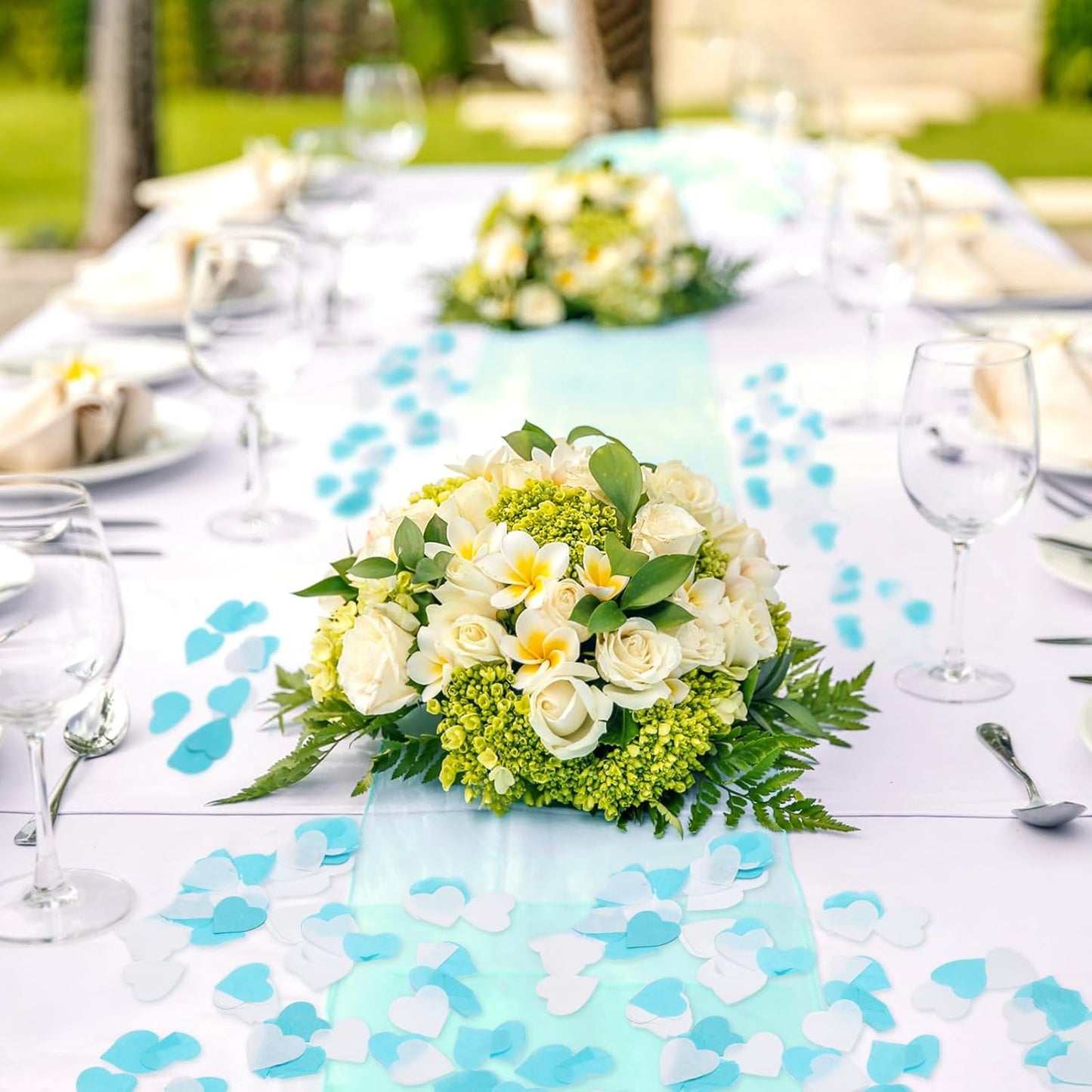 5000Pcs Heart Confetti, Table Confetti Hearts Shaped for Valentine's Day, Wedding Birthday Party Balloon Decoration (Blue/White)