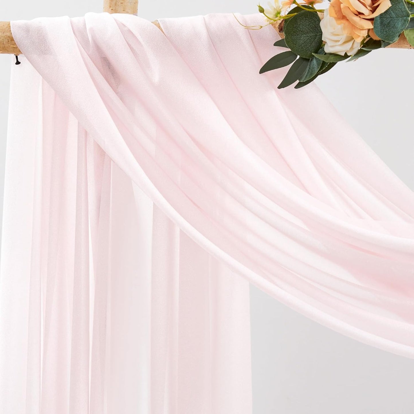 30" x 20Ft Wedding Arch Draping Fabric, 2 Panels Blush Sheer Curtain Drapes Extra Wide & Long Backdrop Curtains for Wedding Arch Ceremony Birthday Party Decorations