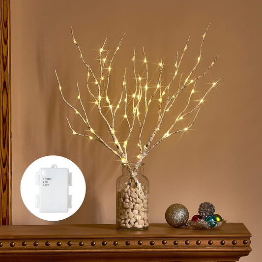 Birchlitland Lighted Birch Branches with Timer Battery Operated 18IN 70L Warm White LED Fairy Lights, Artificial Decorative Branch Lights for Home and Holiday Decoration Indoor Outdoor