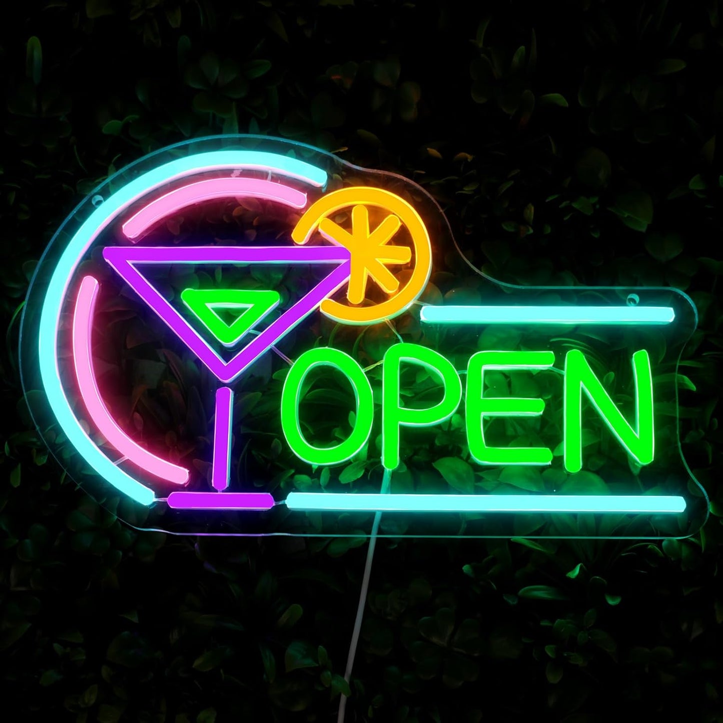 Open Neon Signs for Business, USB Dimmable Cocktails Neon Light for Beer Bar Pub Coffee Home Man Cave Stores Hotel Party Window Wall Decor