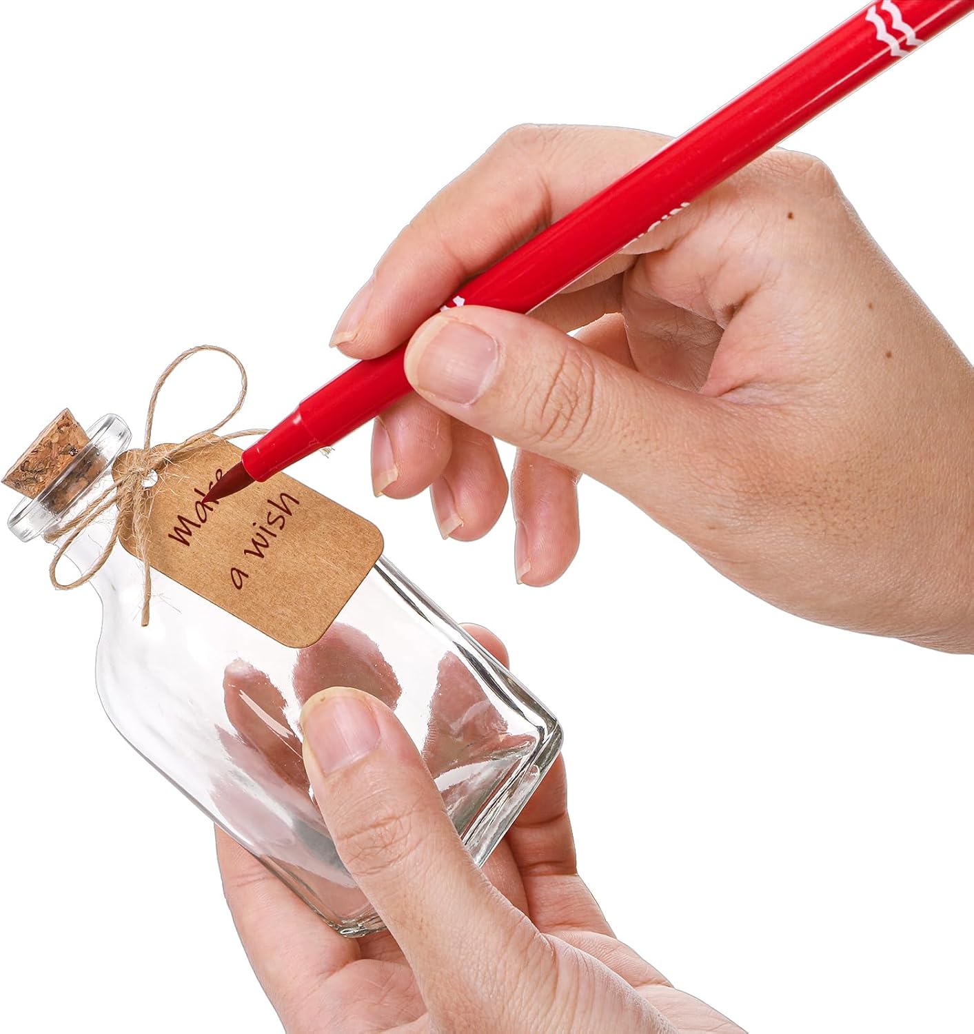 ZOOFOX 20 Pack Glass Bottles with Cork Stoppers, 3.4 oz Small Vintage Style Favor Jars, Clear Empty Cork Bottles for Party Favors, DIY Crafts, Extra Tags and String