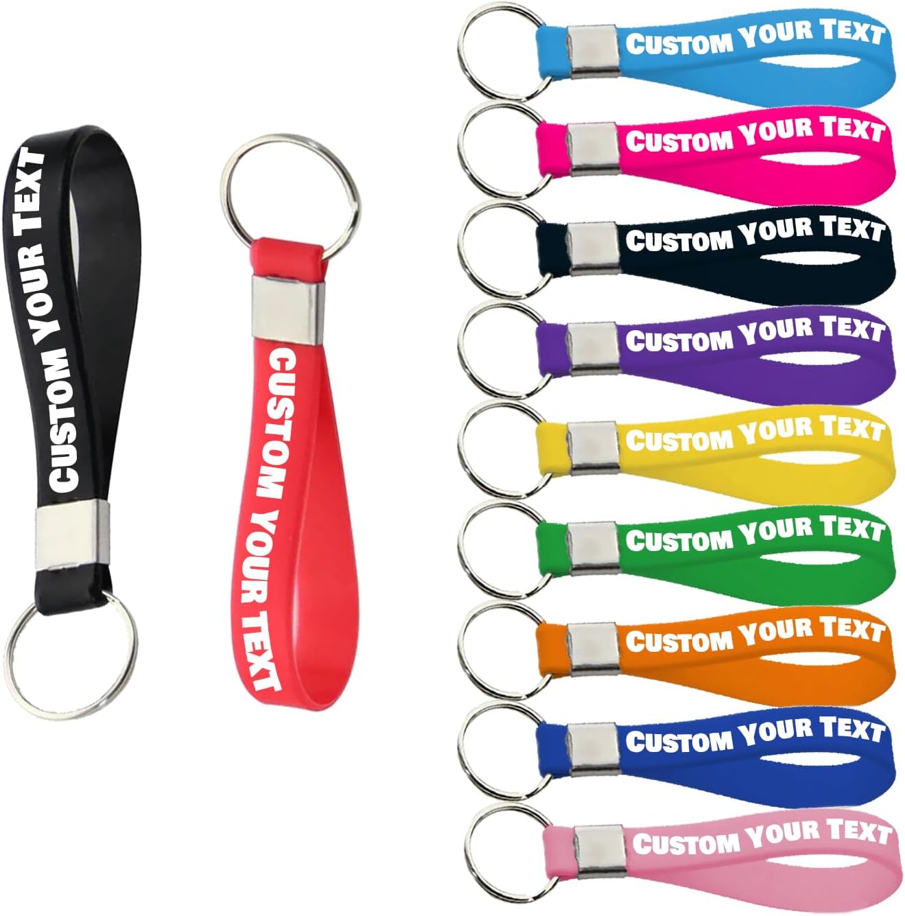 Personalized Keychain Silicone 5/10/50/100 Bulk Custom Keychains with Text for Events Party Guests Gifts