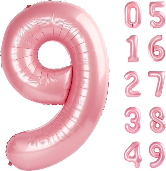 40 Inch Big Pearlescent Pink 9 Balloon Number, Jumbo Giant Happy 9th 19 29 39 49 99 Birthday Party Decorations, Large Nine Mylar Foil Anniversary Birthday Party Engagement Decorations