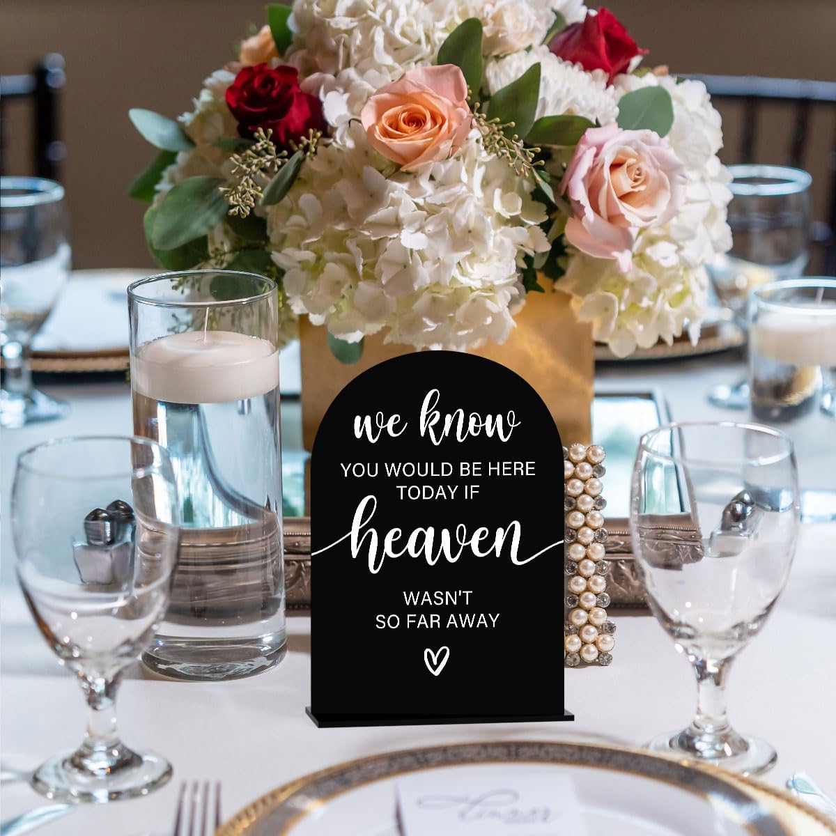 Acrylic Sign, Reception Table Decoration, We Know You Would be Here Today Sign for Ceremony, Modern Font Table Signs, Acrylic Tables Top Signs for Ceremony and Reception (Black)