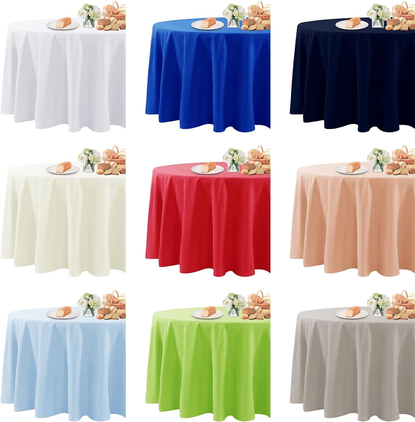 Fokitut 2 Pack Waterproof Round Tablecloth, 108 Inch, Stain Resistant and Wrinkle Polyester Table Cloth, Fabric Table Cover for Kitchen Dining, Wedding, Party, Holiday Dinner-Willow