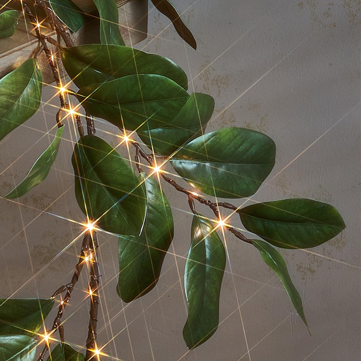 Fudios Magnolia Branches Lights with Timer 32IN 60 LED Battery Operated or USB Plug in Artificial Greenery Magnolia Stems for Spring Decor