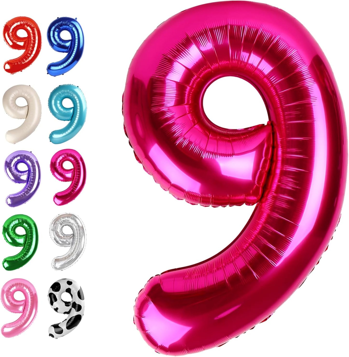 40 Inch Big Hot Pink 9 Balloon Number, Jumbo Giant Happy 9th 19 29 39 49 99 Birthday Party Decorations, Large Nine Mylar Foil Anniversary Birthday Party Engagement Decorations