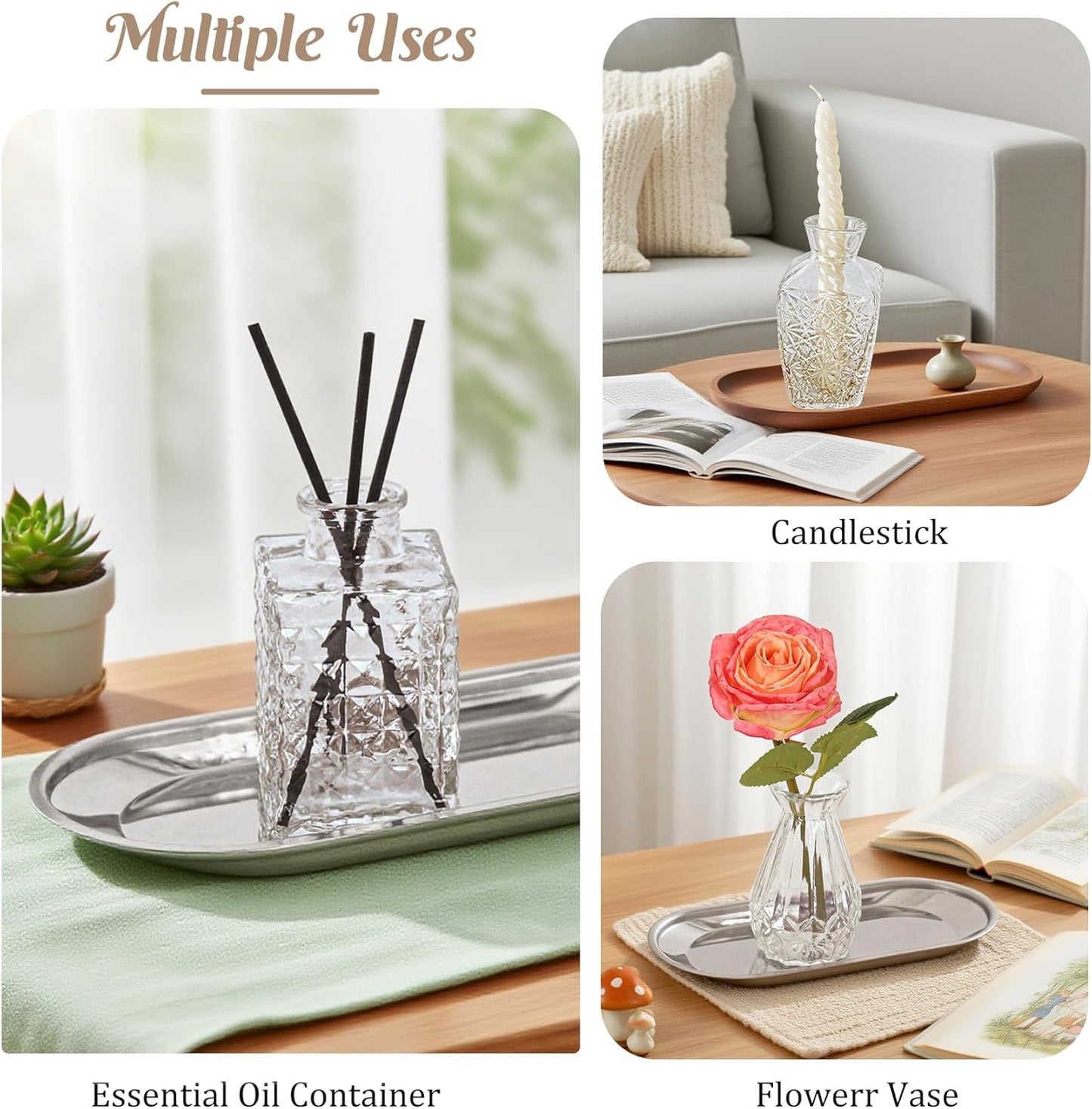 24Pcs Glass Bud Vase Set,Small Flower Vase for Tables Centerpieces Decor, Mini Vintage Clear Vase for Home,Wedding,Party Decorations（24 Pcs，Clear）