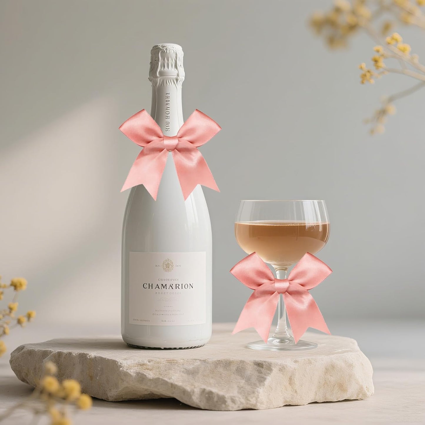 50 Pieces Gift Wrap Bows Premium Satin Ribbon Bows 3.3 Inch Craft Bows for Gift Wrapping DIY Treat Bags Holiday Gifts Bag Party Decorations, Wedding Decor Christmas Birthday Presents (Rose Pink)