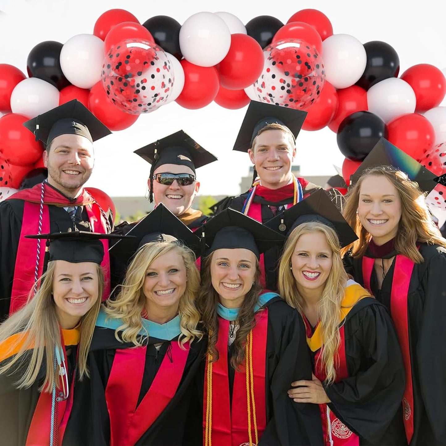 Patimate Red Black Balloons Set, 50 pcs 12 inch Black Red White Confetti Latex Balloons Kit for Graduation Birthday Wedding Baby Shower Retirement Party Decorations