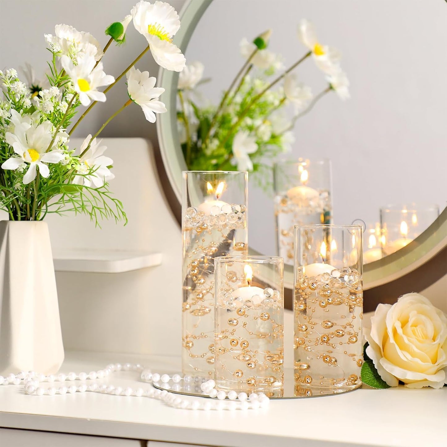 Sawysine 60 Pcs Glass Cylinder Vases 2.5''/2.95''/3.9'' Diameter Clear Flowers Vase Hurricane Floating Candles Holders for Table Centerpieces (2.5 x 5 in,2.5 x 6 in,2.5 x 8 in)