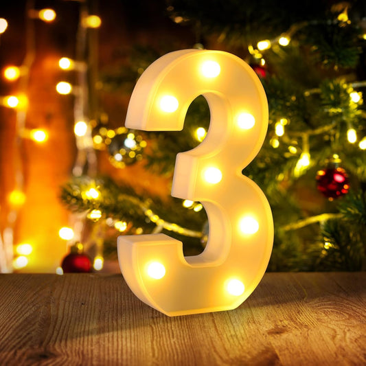 3rd Birthday Decorations for Girls and Boys,3 Year Old Birthday Decorations for Centerpieces Table,Light Up Numbers 3 Sign Led for Party Backdrop Wall Decor for Wedding Anniversary Home