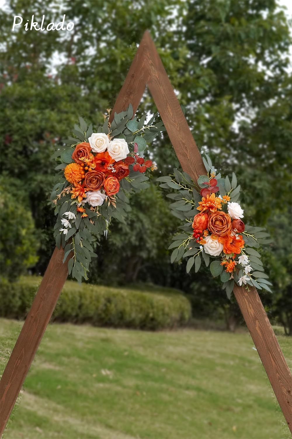 Faux Flower Swag Set of 2 for Wedding Welcome Signs Floral Swag Wedding Reception Ceremony Signs Decor (Orange)