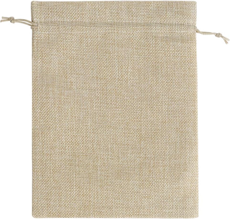 Lucky Monet 25/50/100PCS Burlap Gift Bags Wedding Hessian Jute Bags Linen Jewelry Pouches with Drawstring for Birthday, Party, Wedding Favors, Present, Art and DIY Craft (50Pcs, Cream, 7” x 9”)