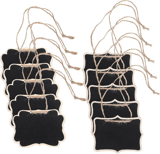 10PCS Mini Chalkboard Signs, 2 Styles Hanging Chalkboard Signs for Food, Food Sign for Buffet, Multifunction Message Boards/Table Numbers/Decanter Tags