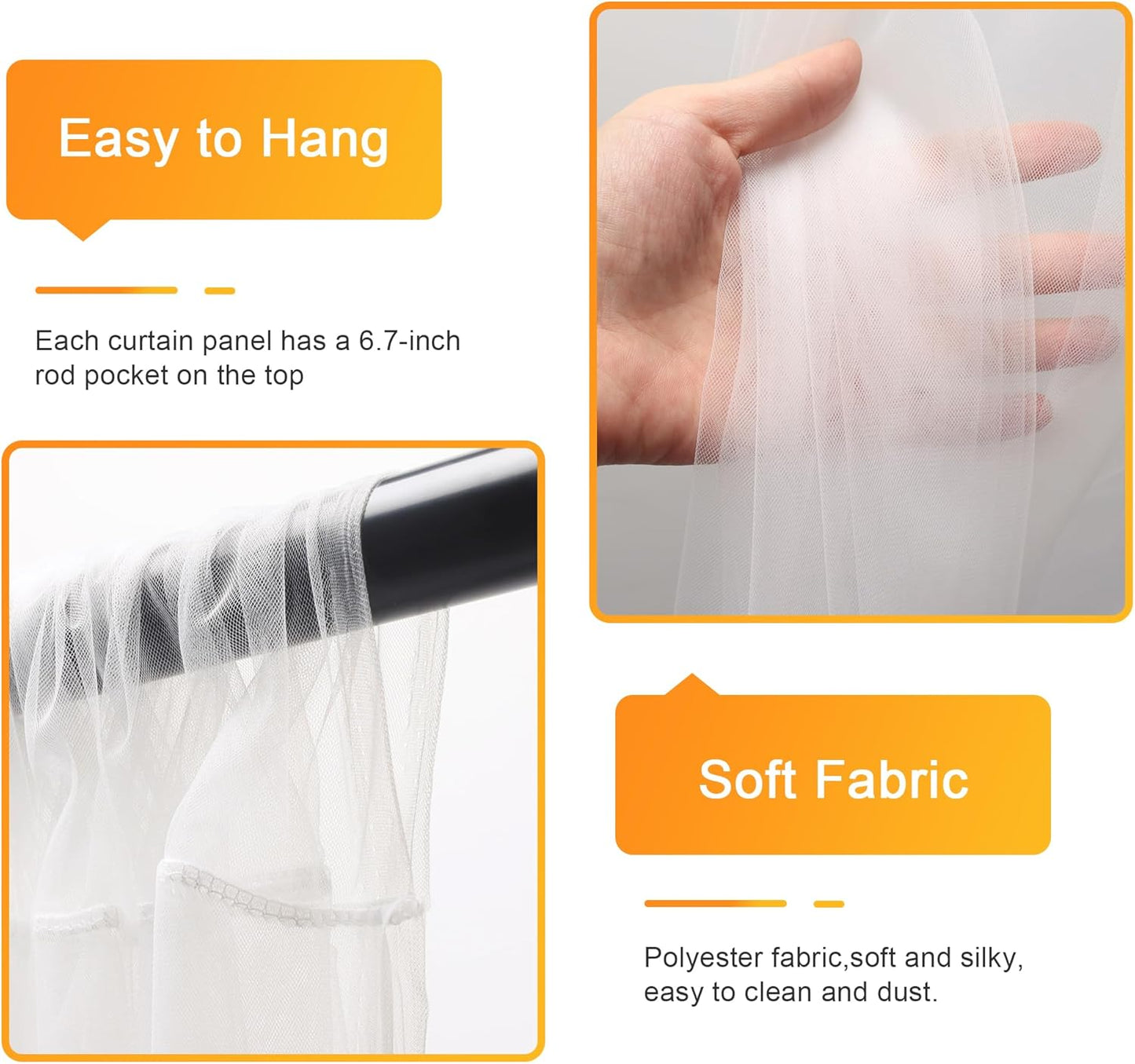 Fomcet Tulle Curtains with Lights String Ivory 20FT X 10FT Sheer Backdrop Curtains for Parties Wedding Baby Shower Photo Shoot Decorations (4 Panels 5 x 10FT)