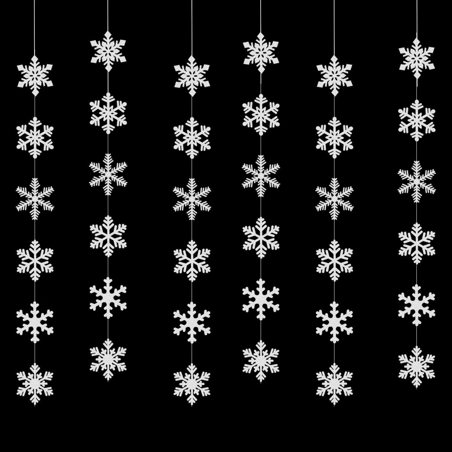 Snowflake Snow White-Silver Christmas Party-Decorations Garland - 6pcs Winter Girl Frozen Birthday New Year Hanging Decoration Streamers Banner, Wonderland Party Supplies Decor Panduola