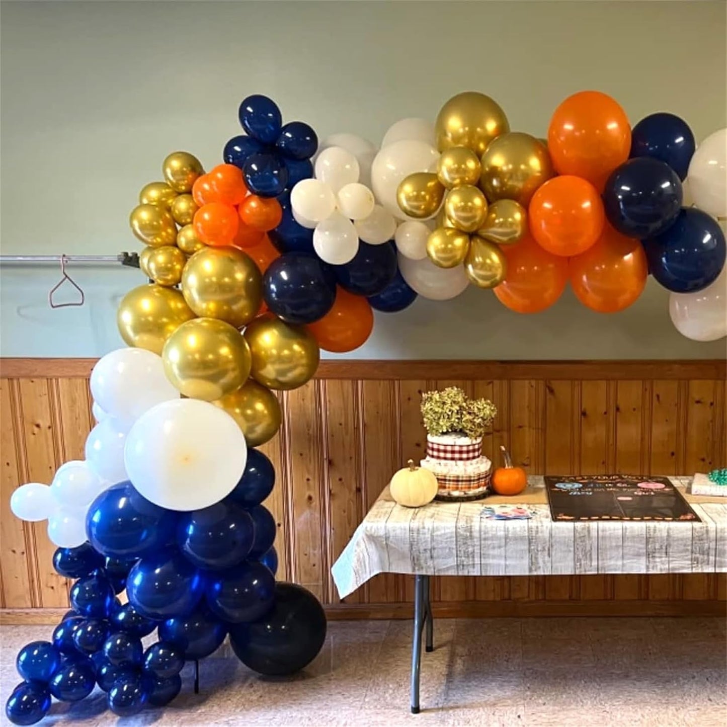 Navy Blue and Orange Balloons, Navy Metallic Orange White Latex Balloons Set, Dark Orange for Boys Men Space Basketball Birthday Baby Shower Wedding Graduation Party Decorations Is-02