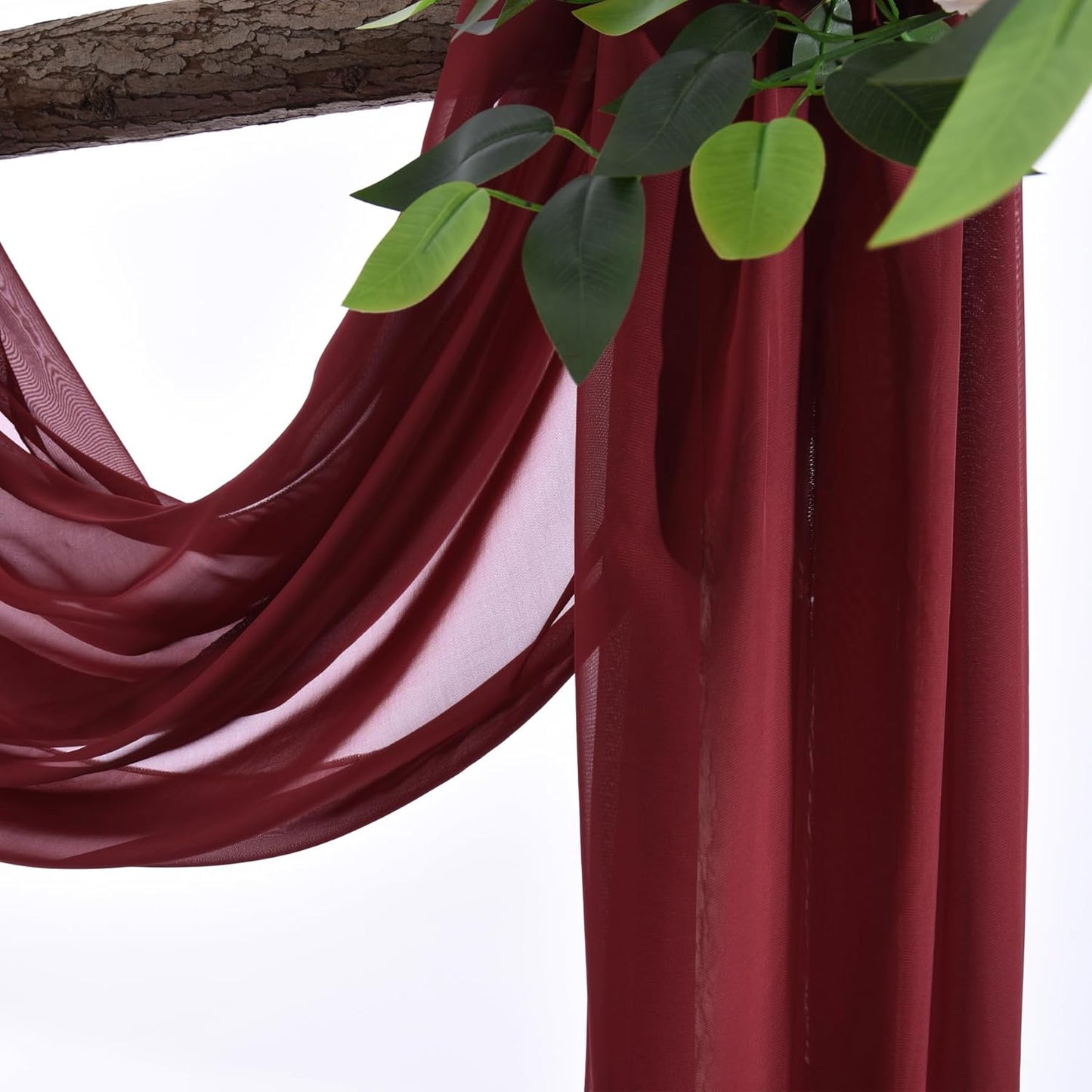 Wedding Arch Draping Fabric, 1 Panel 18FT Burgundy Sheer Backdrop Curtain Chiffon Fabric Drapery Voile Scarf Draping Panels for Wedding Archway Ceremony Curtain Valance Party Decoration