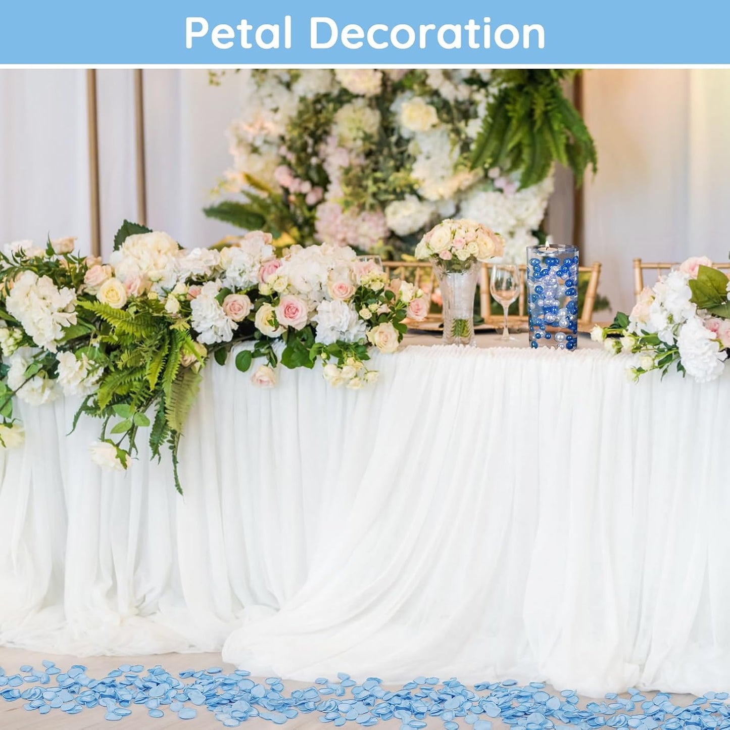 Suream Fake Flower Petals, 300 Pieces Silk Rose Petals Wedding Aisle Scatter Flower Petals for Valentine's Day Engagement Party Dinner Event Bridal Shower(Blue)