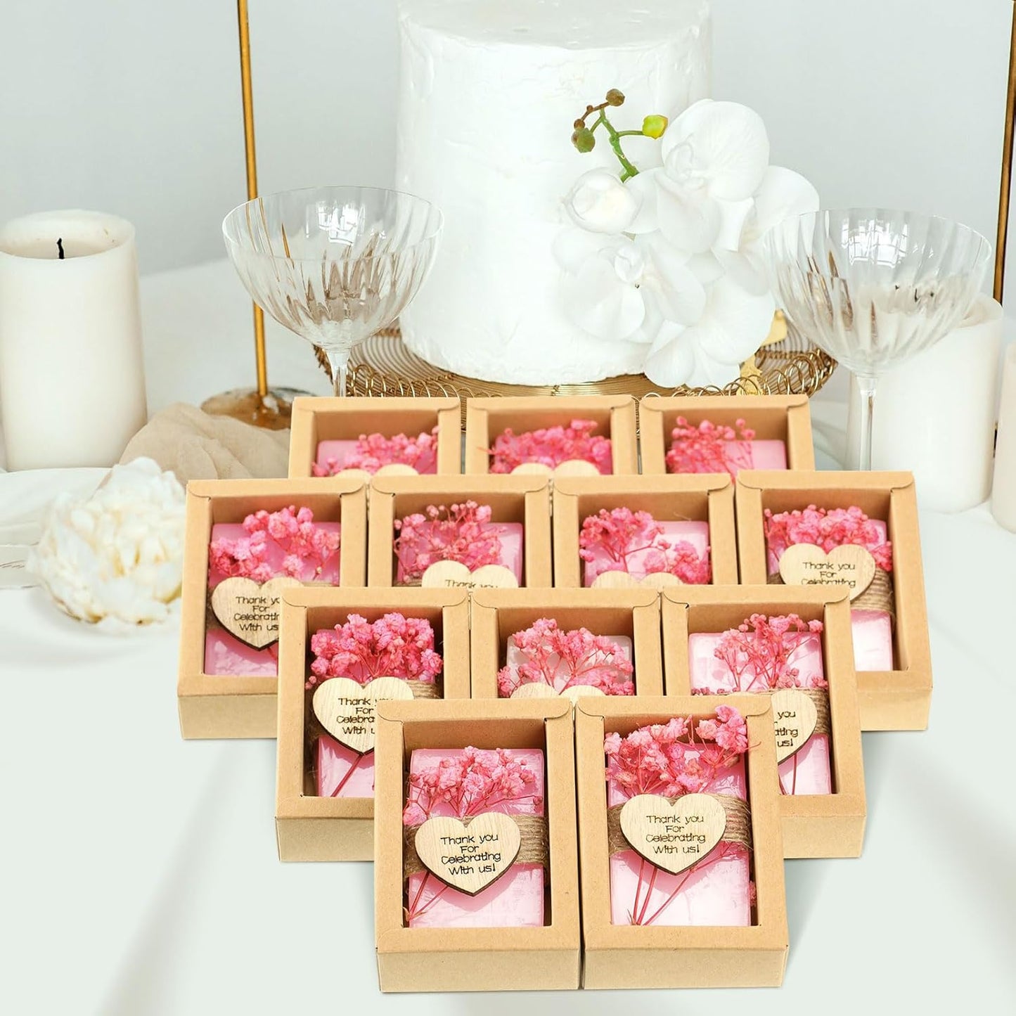 Demissle 30 Pcs Mini Scented Soap Wedding Party Favors Gifts Baby Shower Bridal Shower Handmade Natural Soap Favors for Guests in Bulk for Wedding Souvenirs Engagement Party(Pink)
