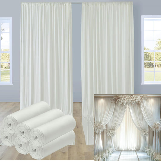 30ftx12ft Wrinkle Free Ivory Backdrop Curtain, 6 Panels 12FT Height Ivory Wedding Backdrop Drapes, Silky Polyester Back Drop Cloth for Birthday Photography Background Party Backdrop Draping