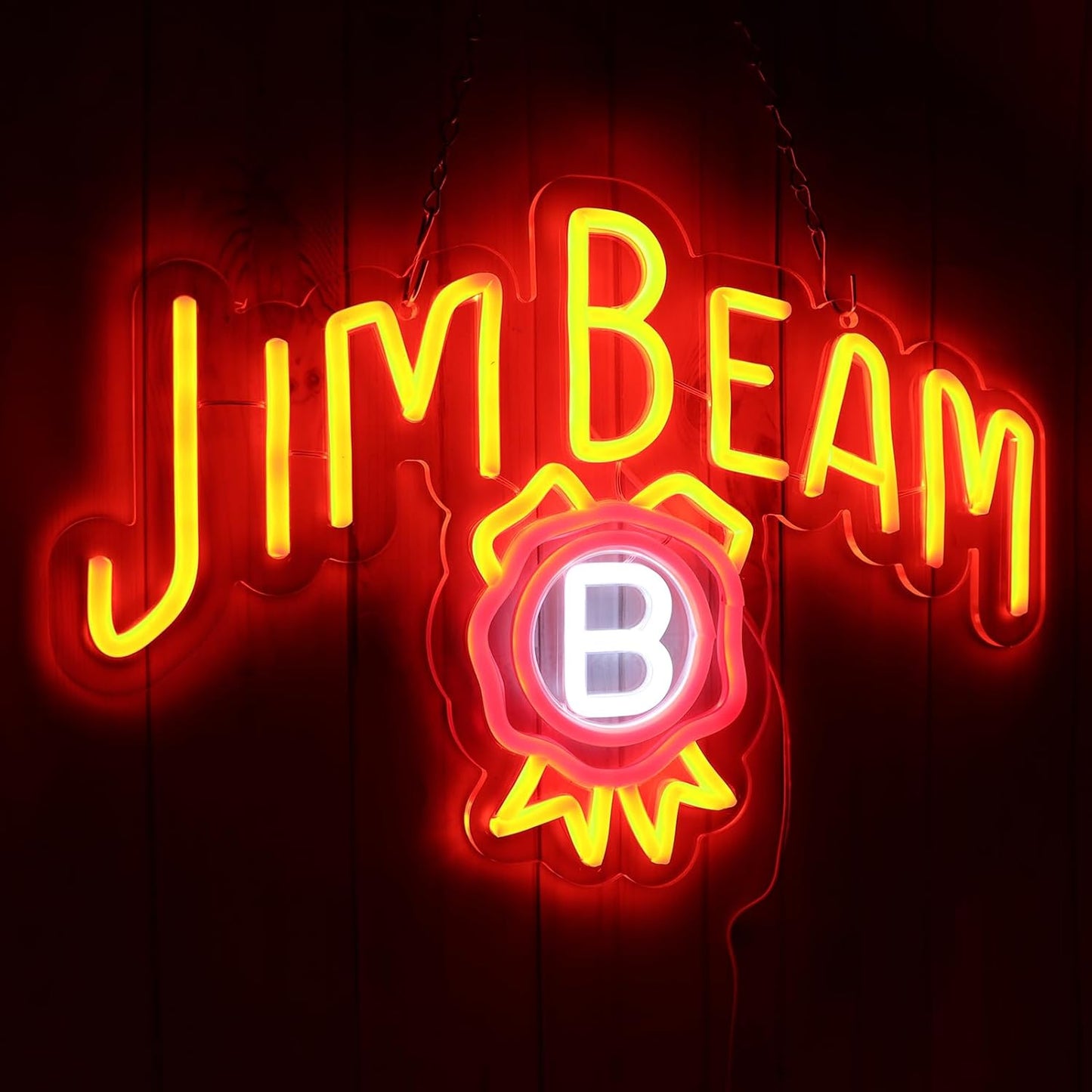 Bar Neon Sign, Jim Beam Whiskey LED Neon Light for Wall Decor, USB Powered Neon Signs, Acrylic Neon Lights for Man Cave, Bedroom, Home Bar, Store, Club, Bistro, Party, Gifts
