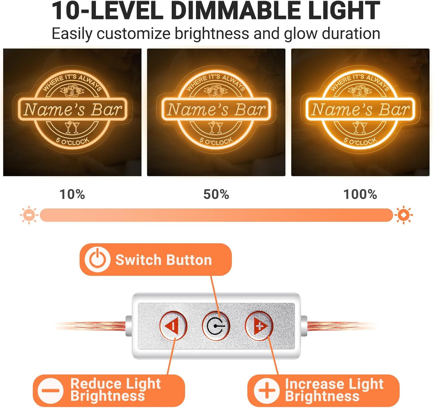 Custom Bar Neon Sign for Wall Decor, Personalized Cocktail Beer LED Light Up Signs for Home Bar, Customized Neon Lights Signs for Men Dad Gifts, Man Cave Pub Tavern Bistro Lounge Business Decor