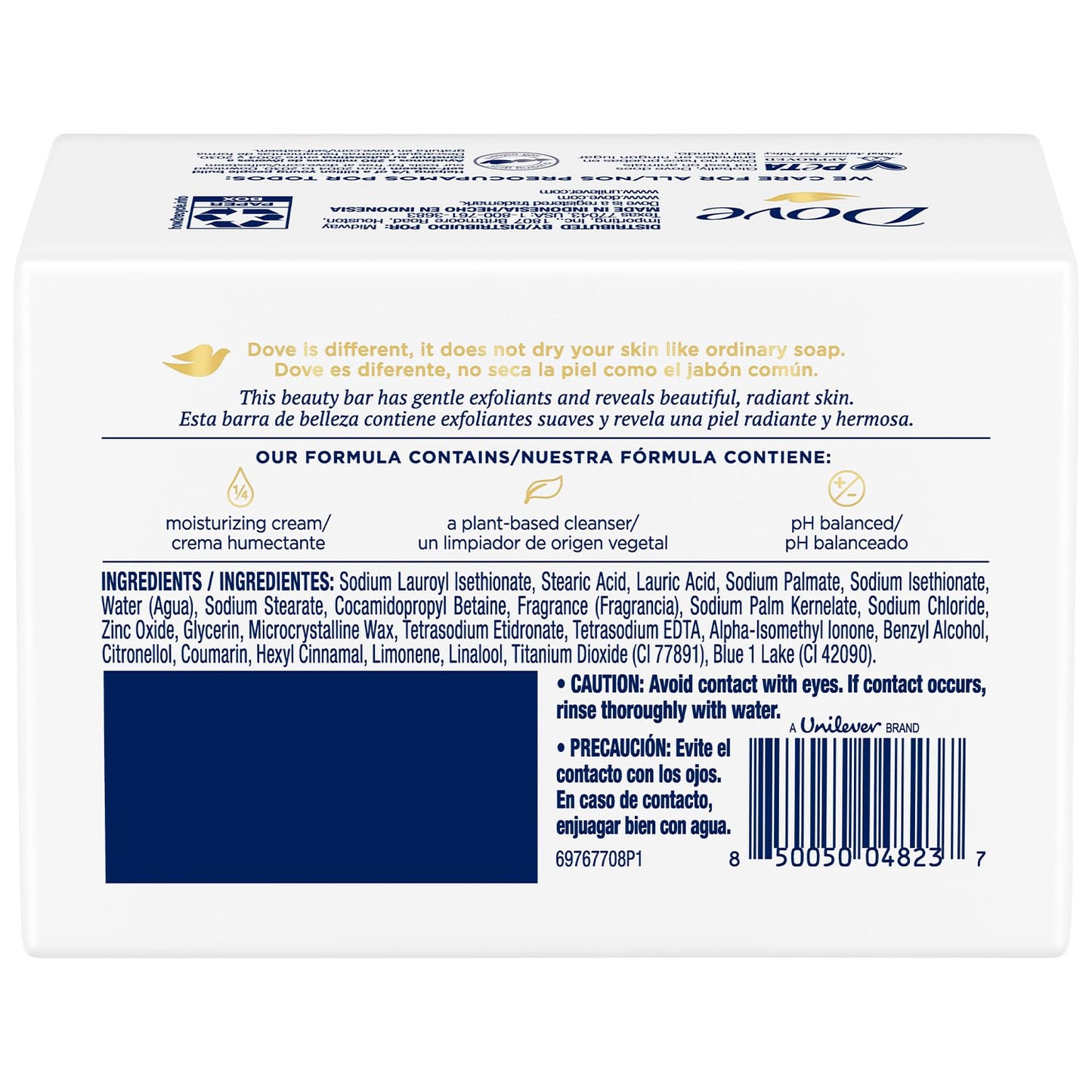 Dove Soap, Gentle Exfoliating Beauty Bar Pack (4 Soap Bars) – 3-in-1 Moisturizing Face, Body & Hand Soap, 3.17 Oz Ea