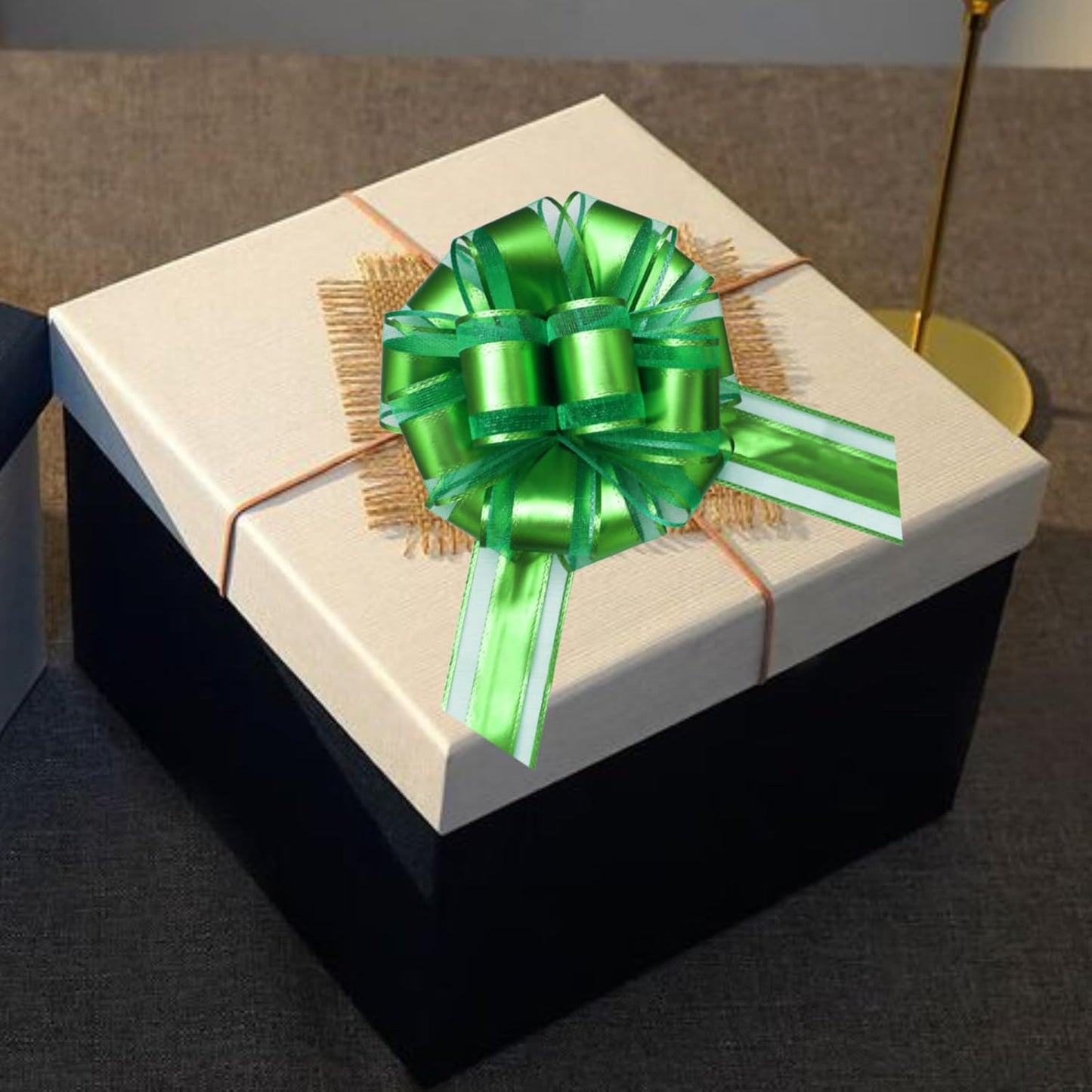 7 Pieces Large Pull Bows, 6 inche, Big Bow for Gift Wrapping, Christmas Party Birthday Gift, Wedding Baskets,Valentine's Day Gift Decorations, Flower Decoration (Green)