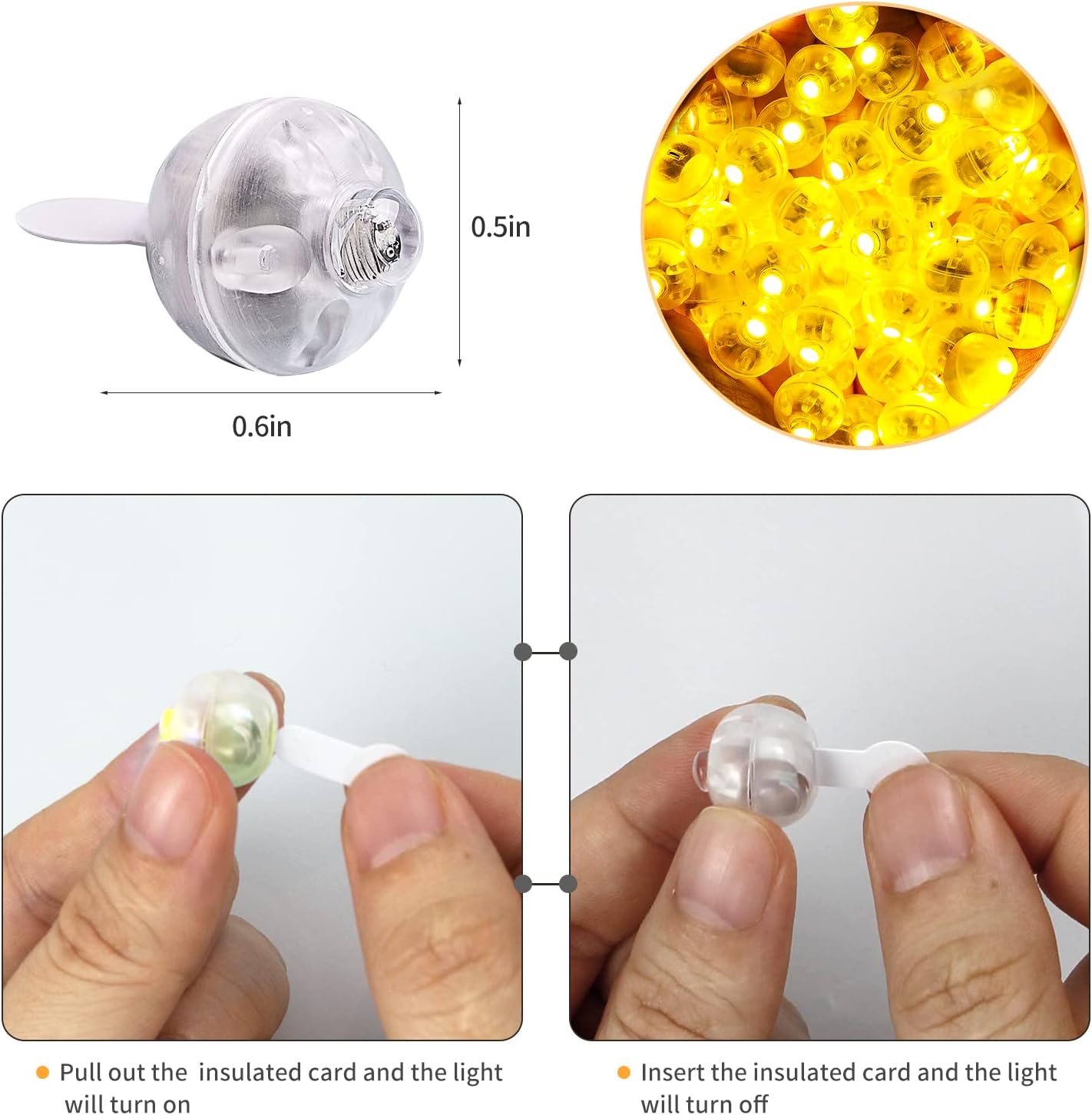 Aogist 100pcs Yellow Balloon Light,Long Standby Time Waterproof Mini Ball Light,Round LED Flash Lamp for Paper Lantern Balloon Party,Wedding,Birthday,Festival,New Year and Christmas Decorative