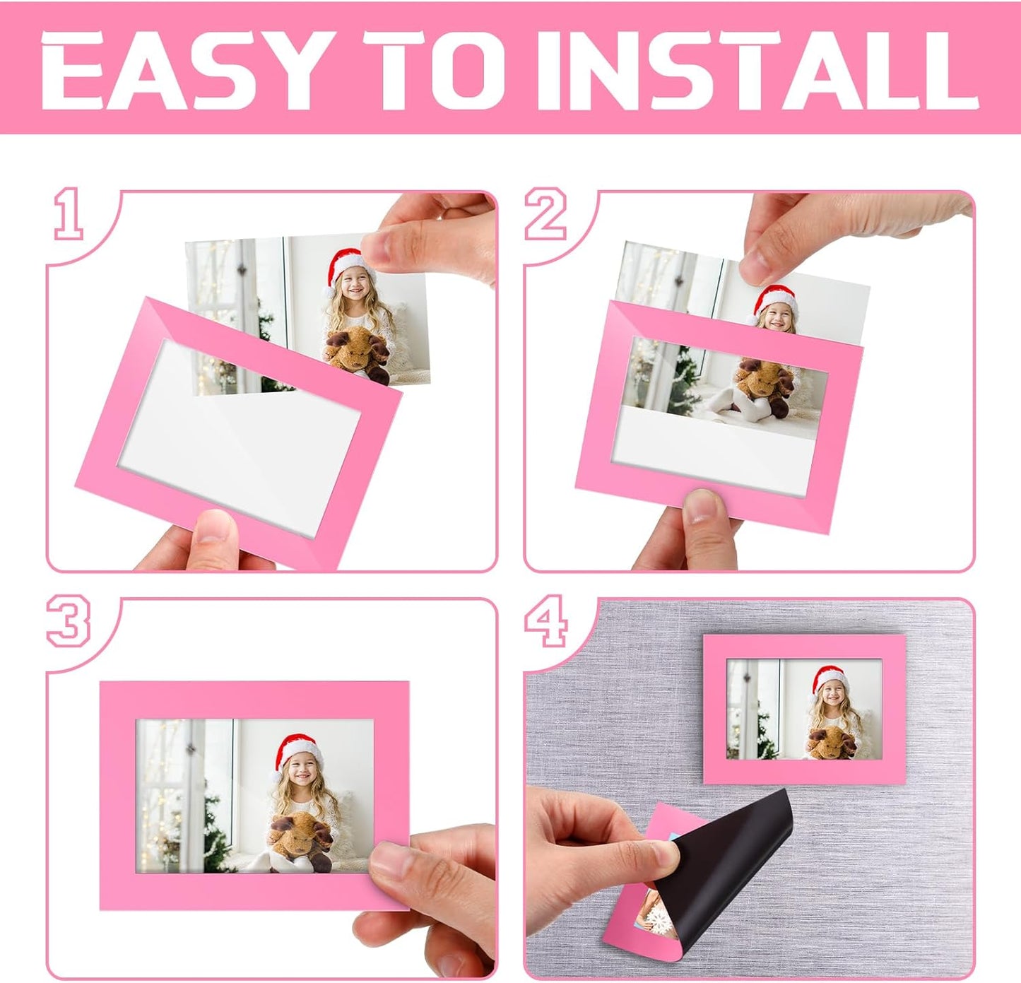 Soaoo 60 Pcs Magnetic Picture Frames Wallet Size 2.5 x 3.5 Inches Reusable Magnetic Photo Sleeves Picture Frame Holder for Home Cabinet Office Graduation Xmas Anniversary Classroom(Multicolored)