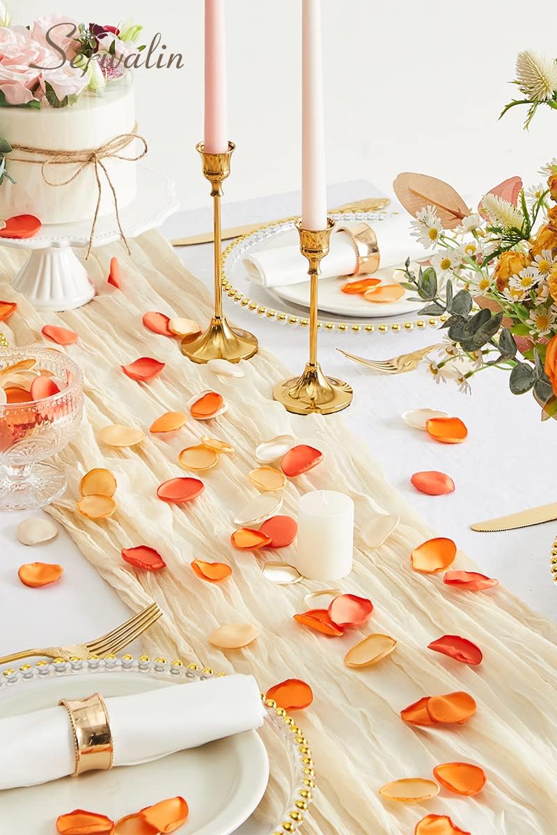 Serwalin 300Pcs Silk Rose Petals Flower Petals for Weddings Proposal Orange Petals Artificial Flower Petals for Aisle Basket Bridal Shower Table Decor (4 Color Mixes)