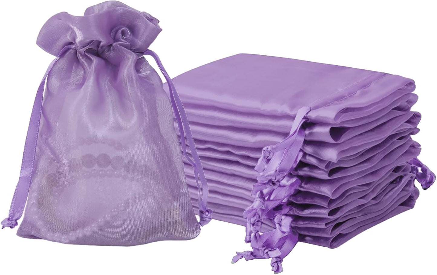 20 Pcs Purple Small Organza Bags 4X6 inch for Wedding Favors with Drawstring, Mini Mesh Gift Bags Jewelry Pouch for Candy Bridal Shower Party Favor Baby Shower Christmas