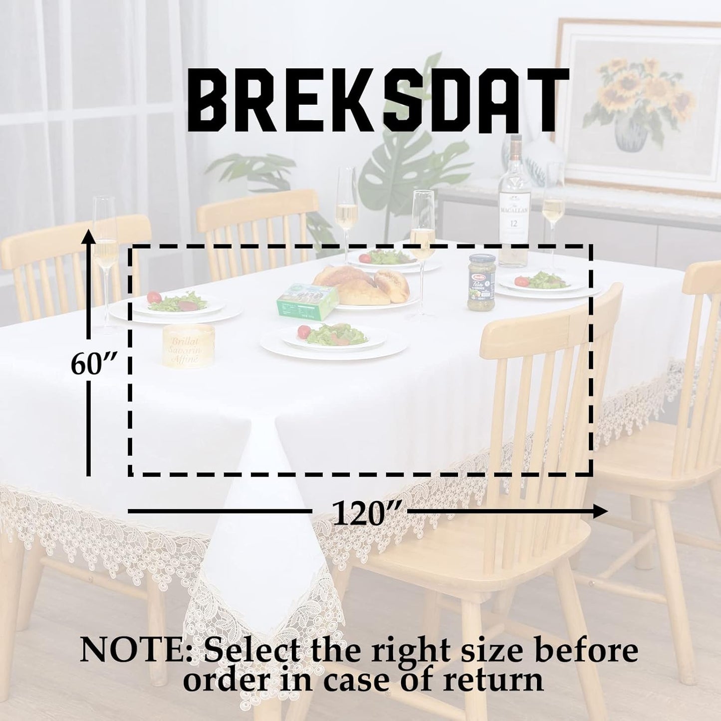 Beige lace Premium Rectangle Farmhouse Tablecloth Waterproof OilProof SpillProof AntiShrink Soft Wrinkle Resistant Decorative Fabric Table Cover Kitchen Dinning Party Wedding Banquet