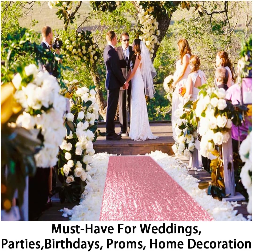ShinyBeauty Pink Gold Aisle Runner-4FTx15FT-Sequin Aisle Runners Rug for Outdoor Rugs for Hallway Glitter Carpet for Wedding Ceremony (4FTx15FT, Pinkgold)