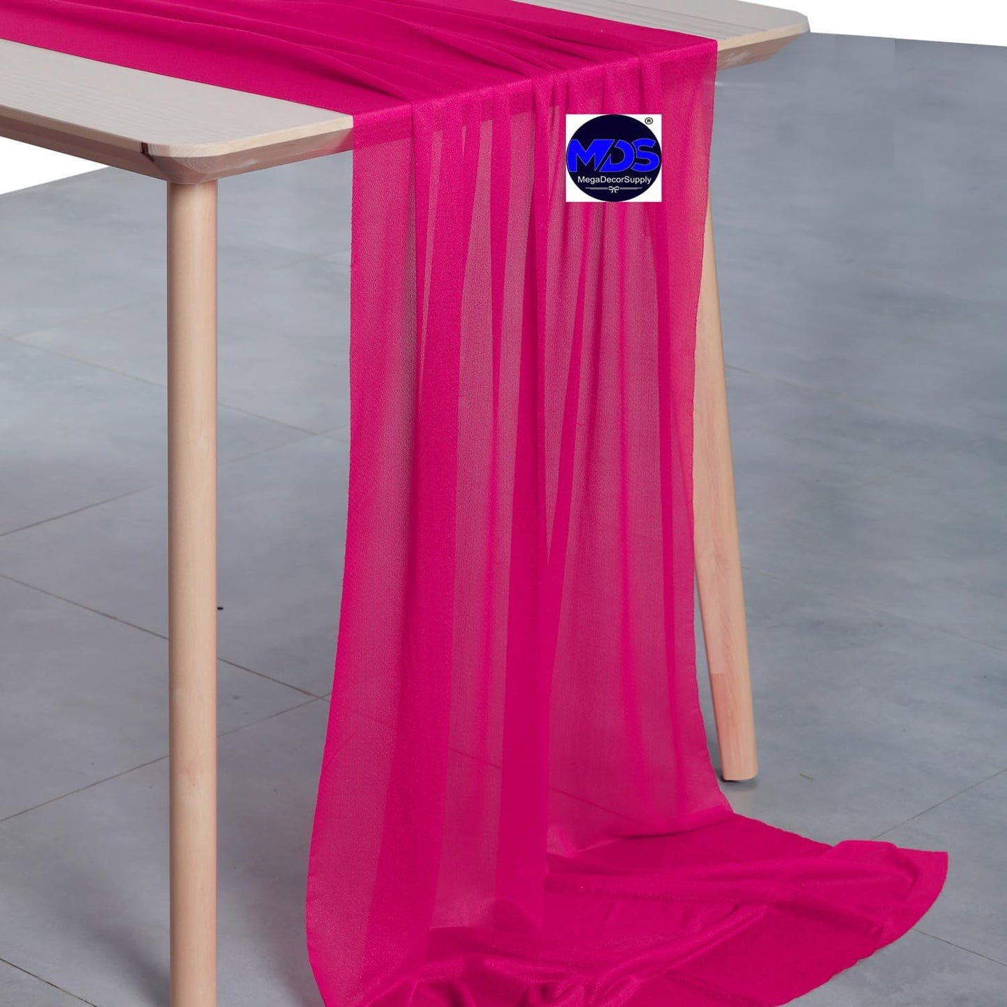 MDS Halloween Chiffon Table Runner - 15 Pack, 29 x 170 Inches, 14ft Each - Sheer Spooky Table Runners for Haunted House Parties, Trick-or-Treat Tables, Witchy Décor, Wedding & Events - Hot Pink