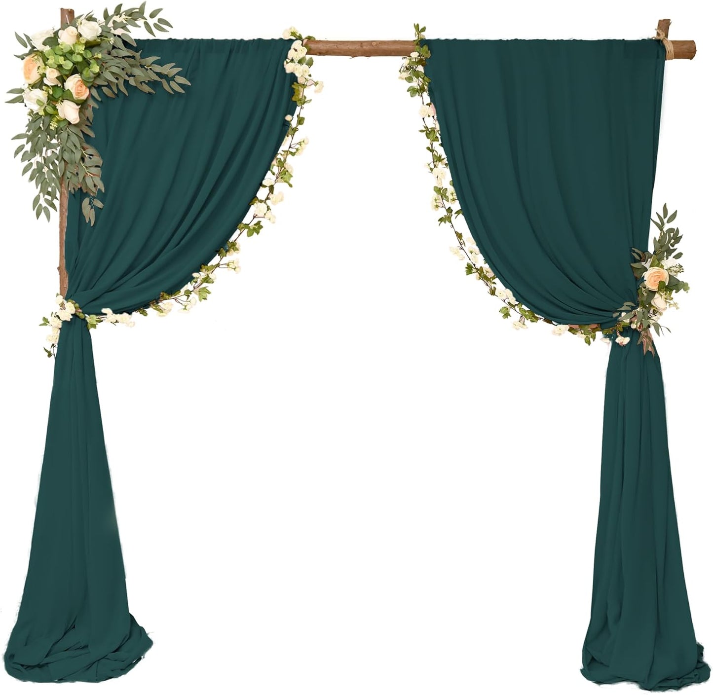 6 Panels Emerald Green Wedding Arch Drapery 28" x20Ft Wedding Arch Draping Fabric Chiffon Fabric Drape Sheer Backdrop Curtain for Nuptials Party Ceremony Birthday Arbor Drapery Reception Ceiling Décor