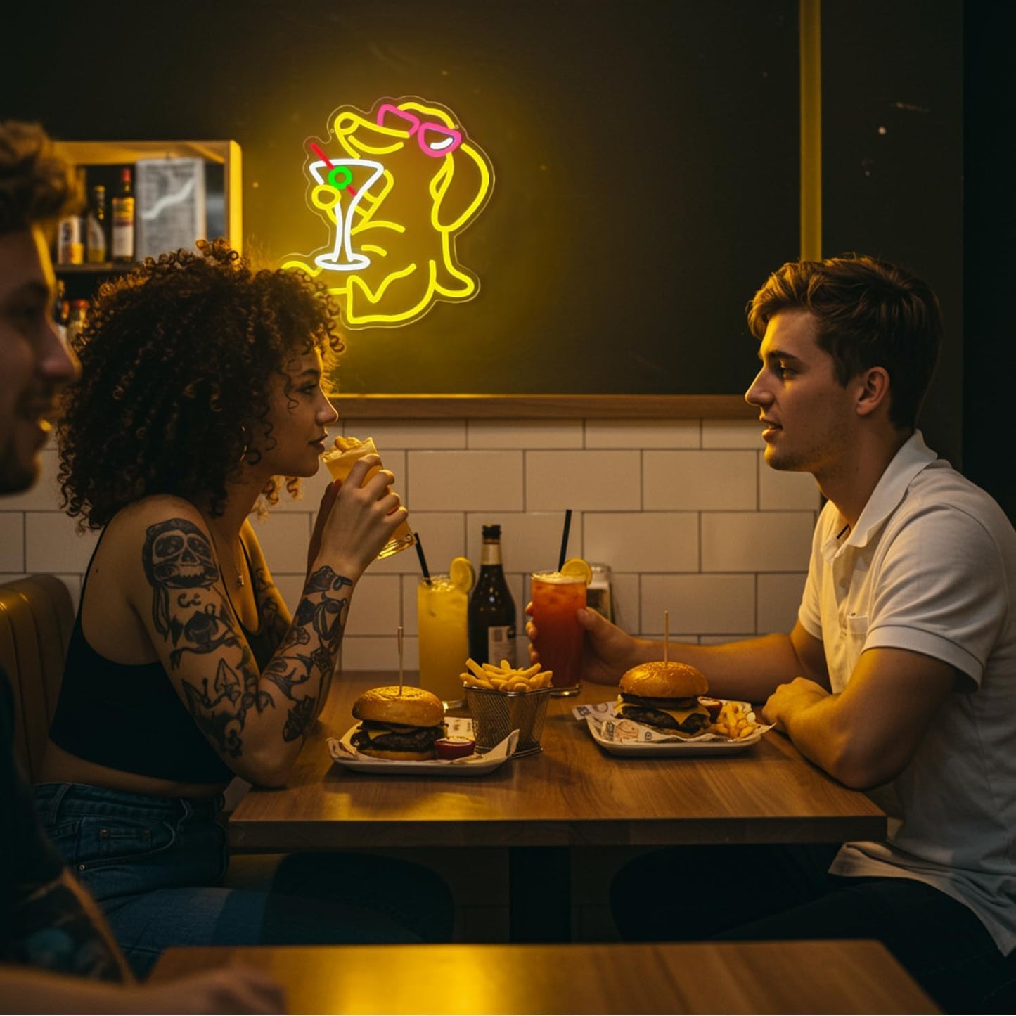 Dachshund Neon Sign Dog with Cocktail,Dachshund LED Neon Wall Light for Bar Decor,Funny Puppy Neon Sign for Man Cave,Lounge,Game Room,Party Decor,Dachshund Gift Neon Light for Dog Lovers