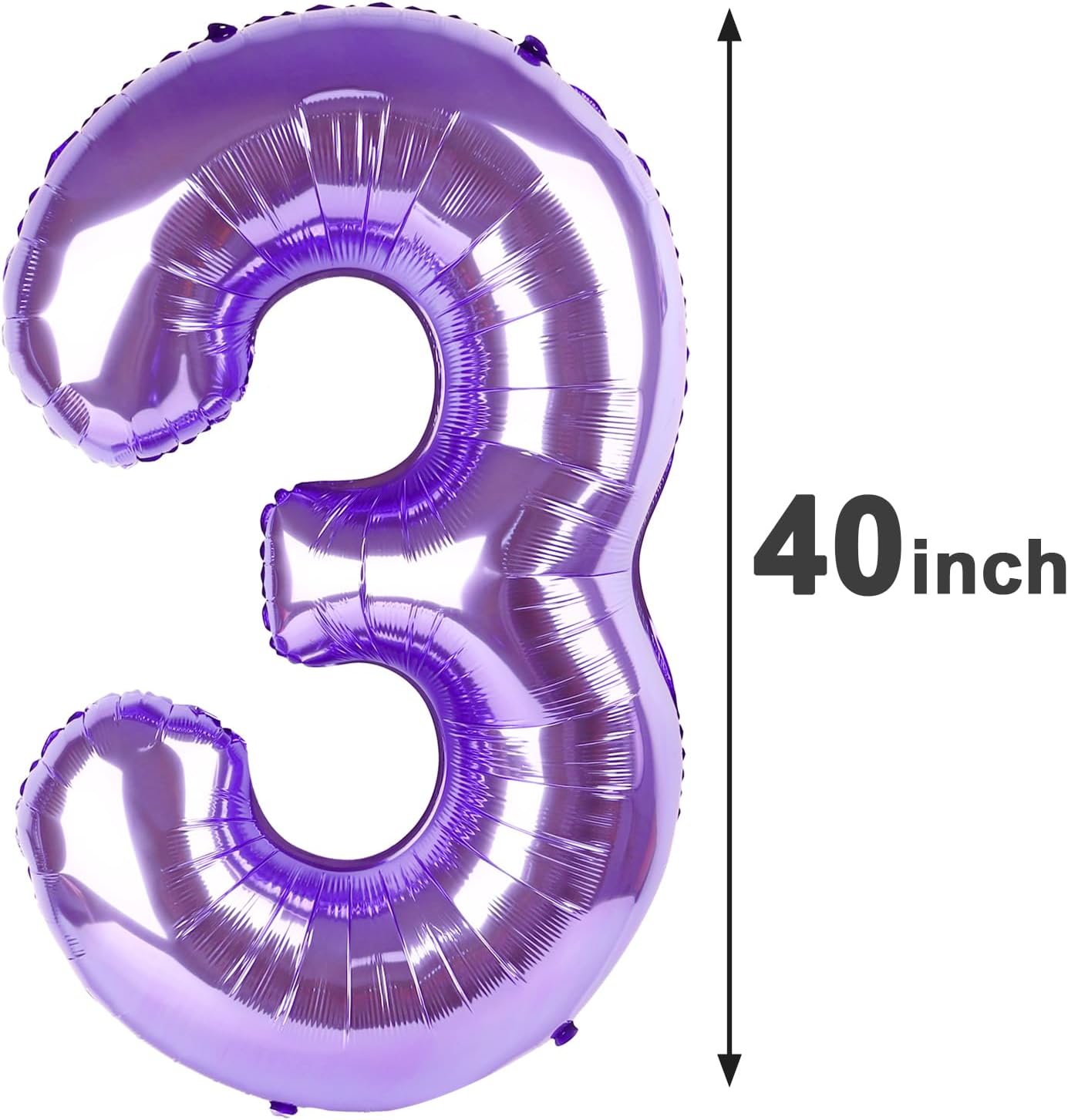 Large Purple Number 3 Balloon 40 Inch, 3 Three Wednesday Birthday Balloons,3rd 13 30 31 33 43 53 Birthday Party Decorations, Purple Birthday Parties Anniversary Graduation Supplies