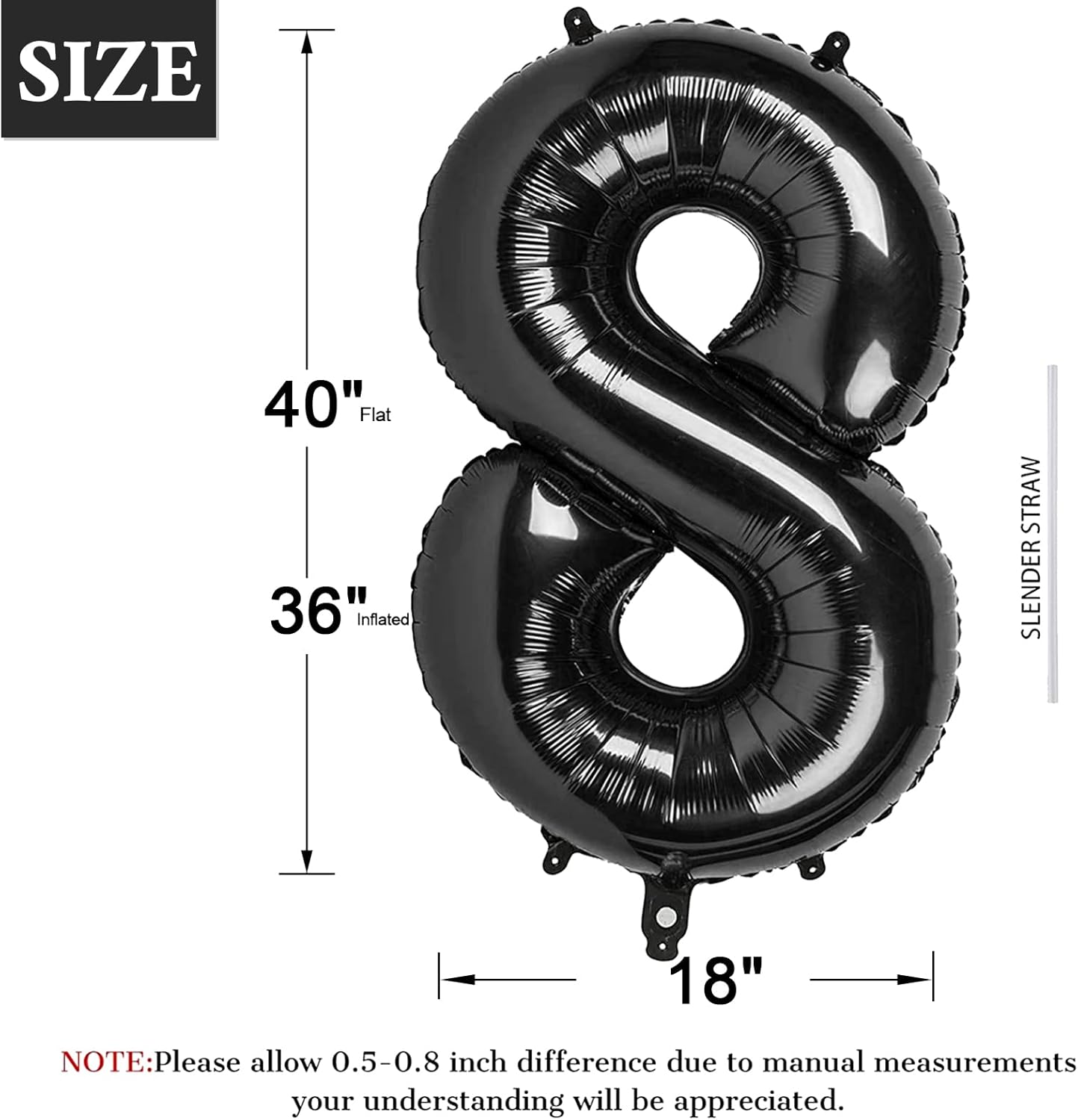 40 Inch Black Number Balloon 0-9(Zero-Nine), Big Size Happy Birthday Balloon, Foil Helium Big Number Balloon for Birthday Celebration Decorations Graduations Anniversary Photo Shoot