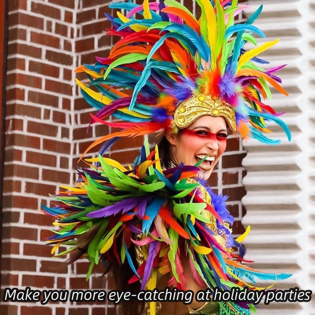 Holmgren Colorful Rooster Tail Feathers - 60pcs 12-14inch Natural Long Rooster Tail Feathers Bulk for DIY Crafts Hats Costume, Holiday Themed Party Decoration (Colorful)