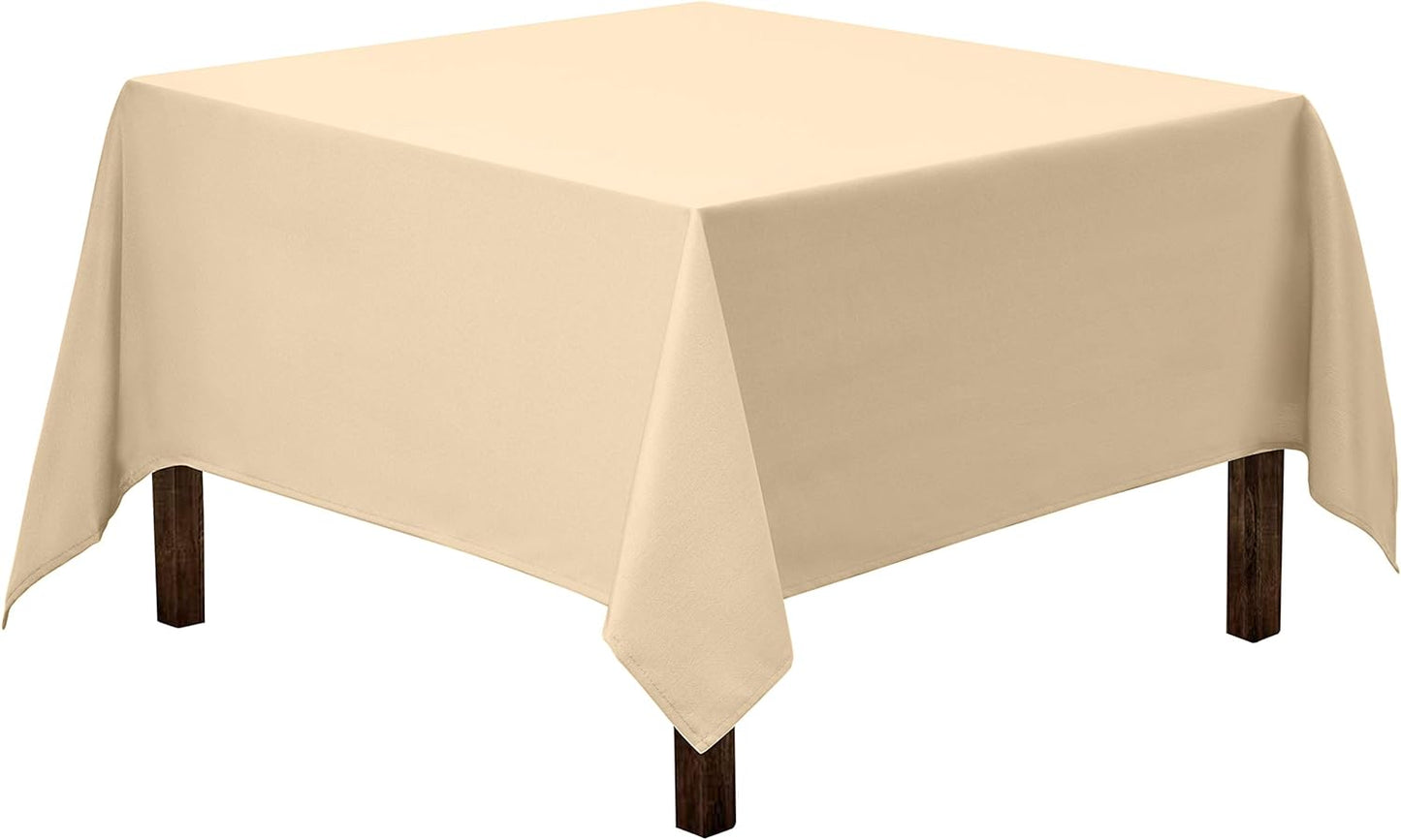Gee Di Moda Square Tablecloth - 52 x 52 Inch Beige Table Cloth for Small Square or Round Tables - Heavy Duty Washable Fabric - for Buffet Table, Holiday Party, Dinner, Wedding & Baby Shower