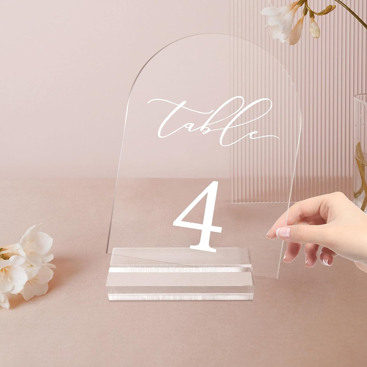 Arch Table Number 1-15 Clear Acrylic Tabletop Signs 5x7 Inch with Holder for Wedding Parties Anniversaries Reception Cafe Hotel Party Bar Business Event (1-15)