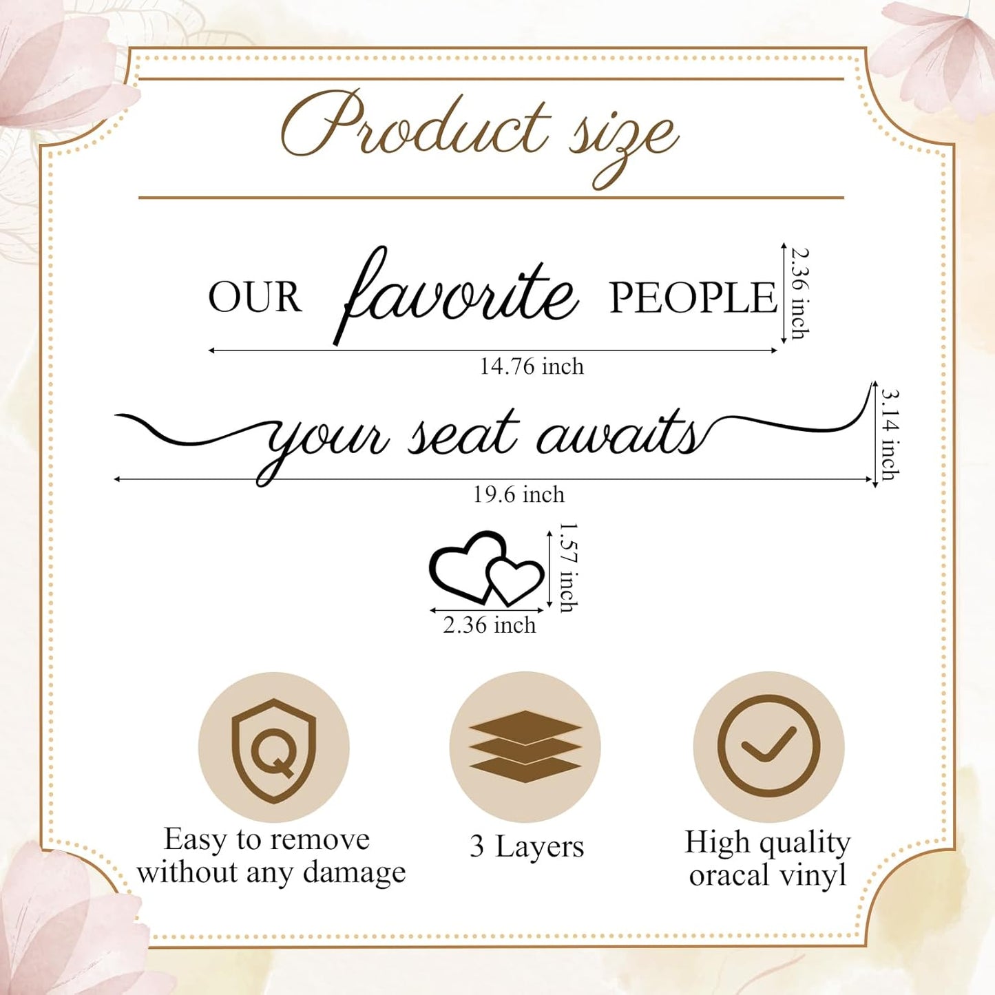 3 Pcs Wedding Seating Chart Decal Stickers DIY Our Favorite People Your Seat Awaits Vinyl Decal Wedding Sign Decor Seating Chart Board Mirror Stickers(Black)