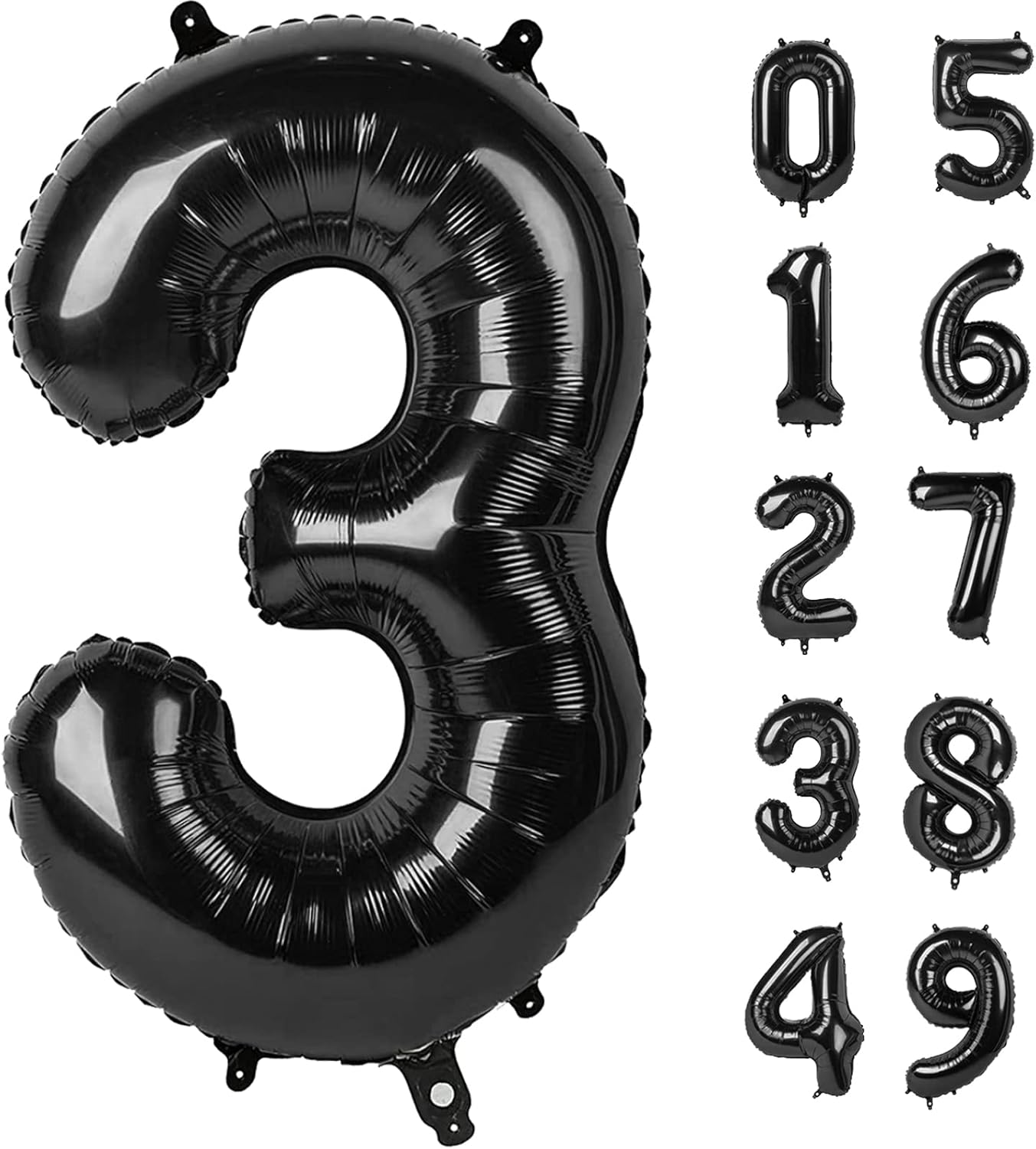 40 Inch Black Number Balloon 0-9(Zero-Nine), Big Size Happy Birthday Balloon, Foil Helium Big Number Balloon for Birthday Celebration Decorations Graduations Anniversary Photo Shoot