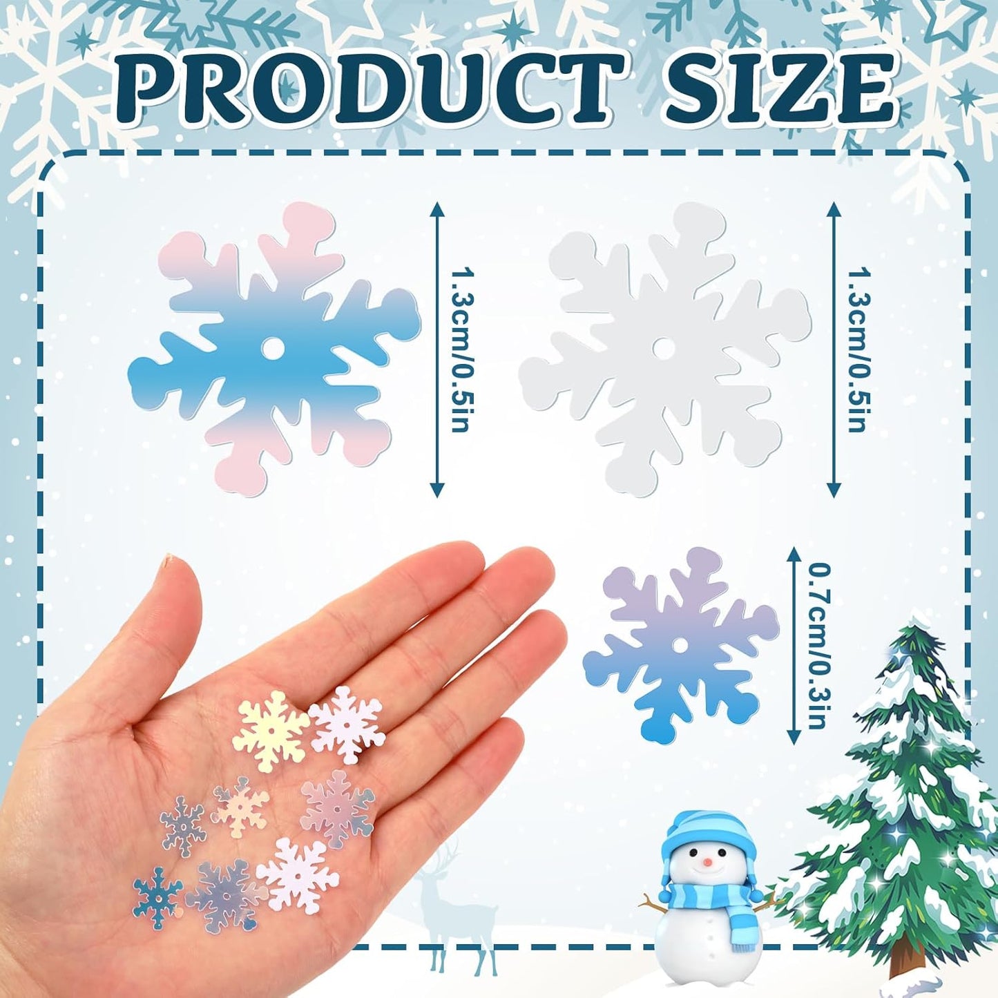 MARFOREVER Snowflakes Glitter Confetti, Christmas Sparkly Clear and White Snowflake Scatter Mixed Size Winter Party Sprinkles Winter Wonderland Frozen Decorations