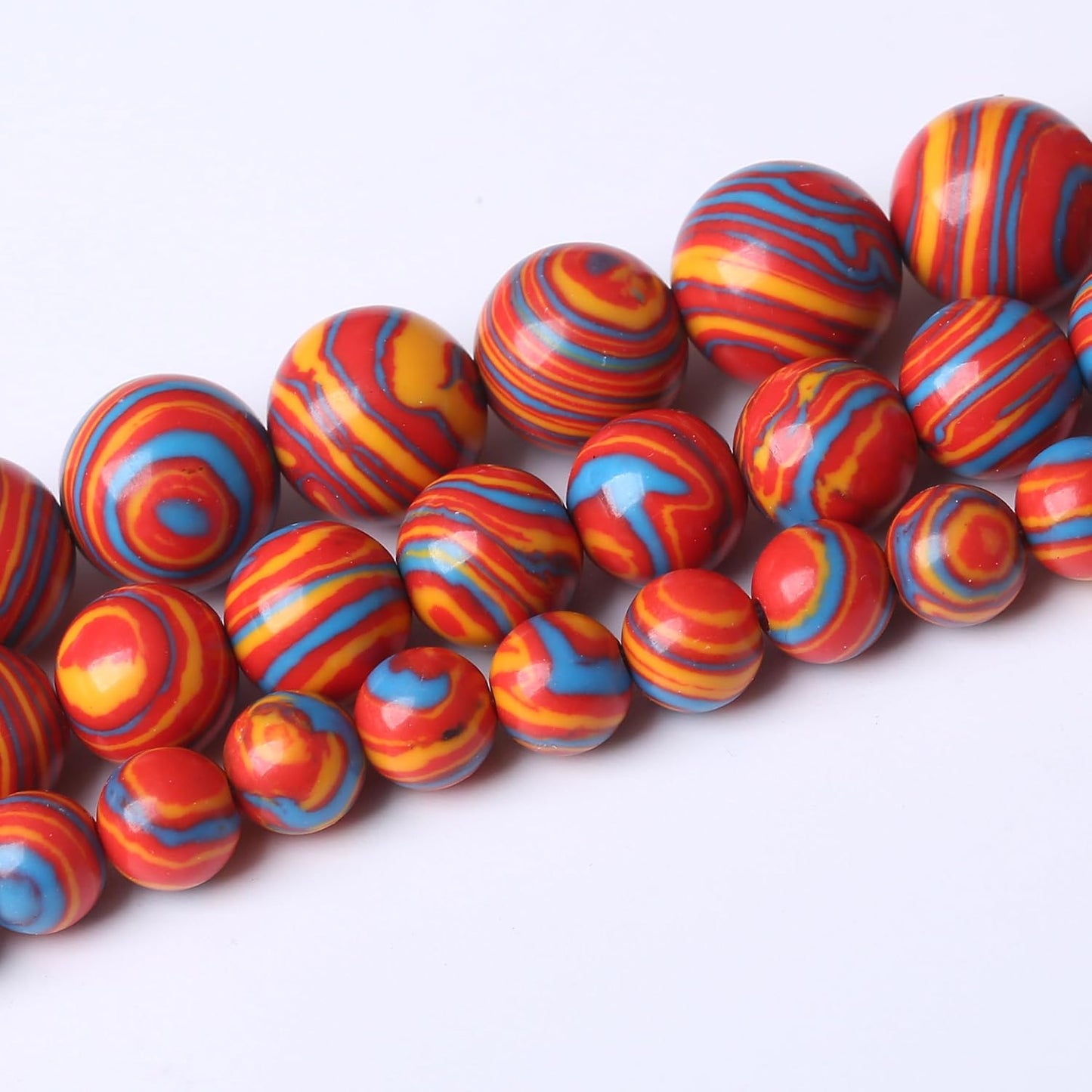 Red Yellow Blue Peacock Turquoise Stone Beads Gemstone Round Crystal Energy Jade Beads Stone Beads for Jewelry Making DIY Bracelet Necklace Jewelry Making 1 Strand 15.5inch 60PCS 6MM